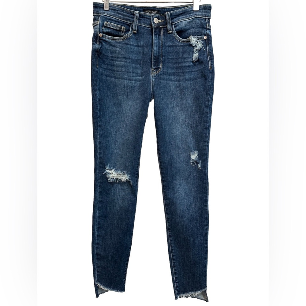 Judy Blue Los Angeles Skinny Ankle Distressed Jeans With Stretch. Size 27